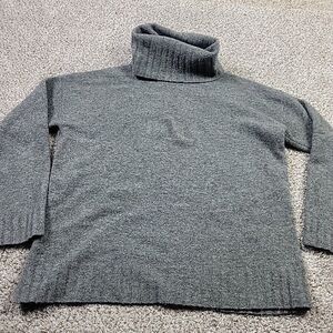 Theory Turtleneck Sweater Womens Large Gray Wool Blend Long Sleeve *FLAW*